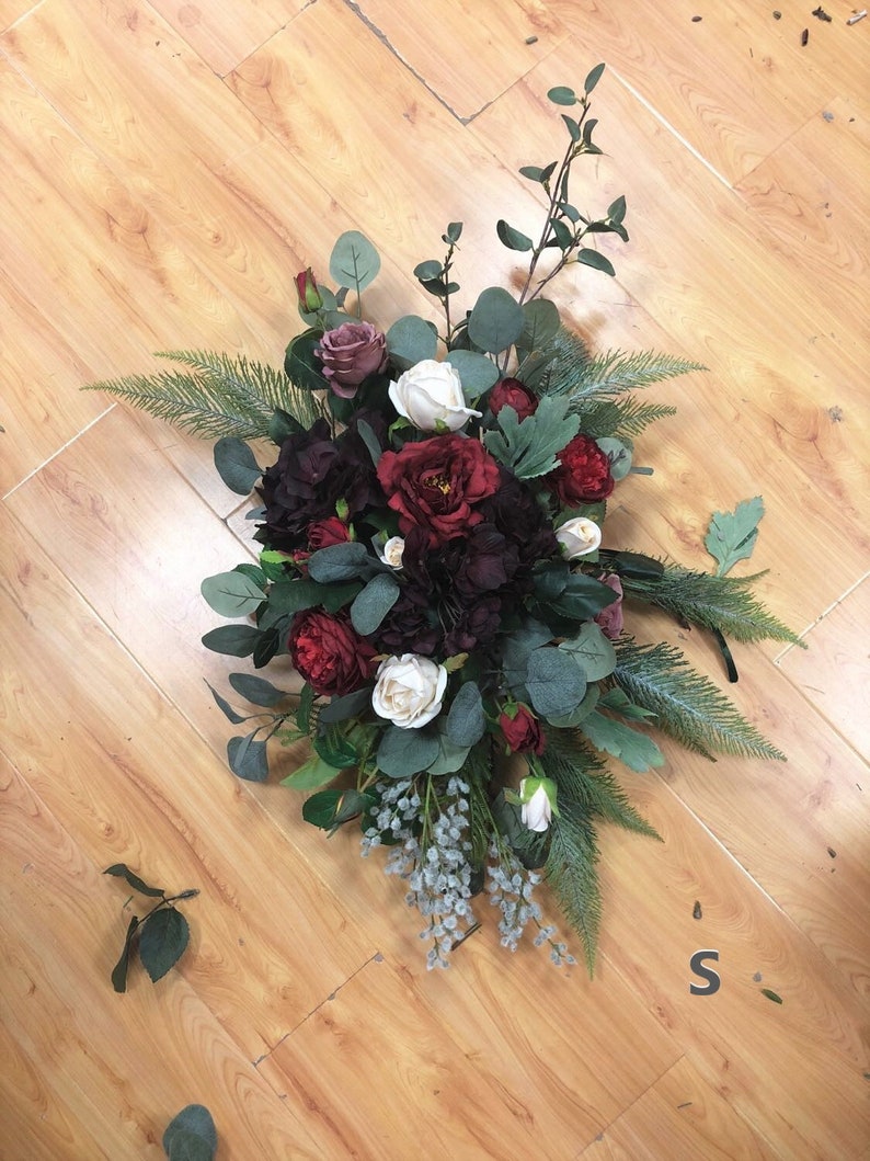 Dark Red and White Rose Flower Swags for Archwedding Arch Etsy