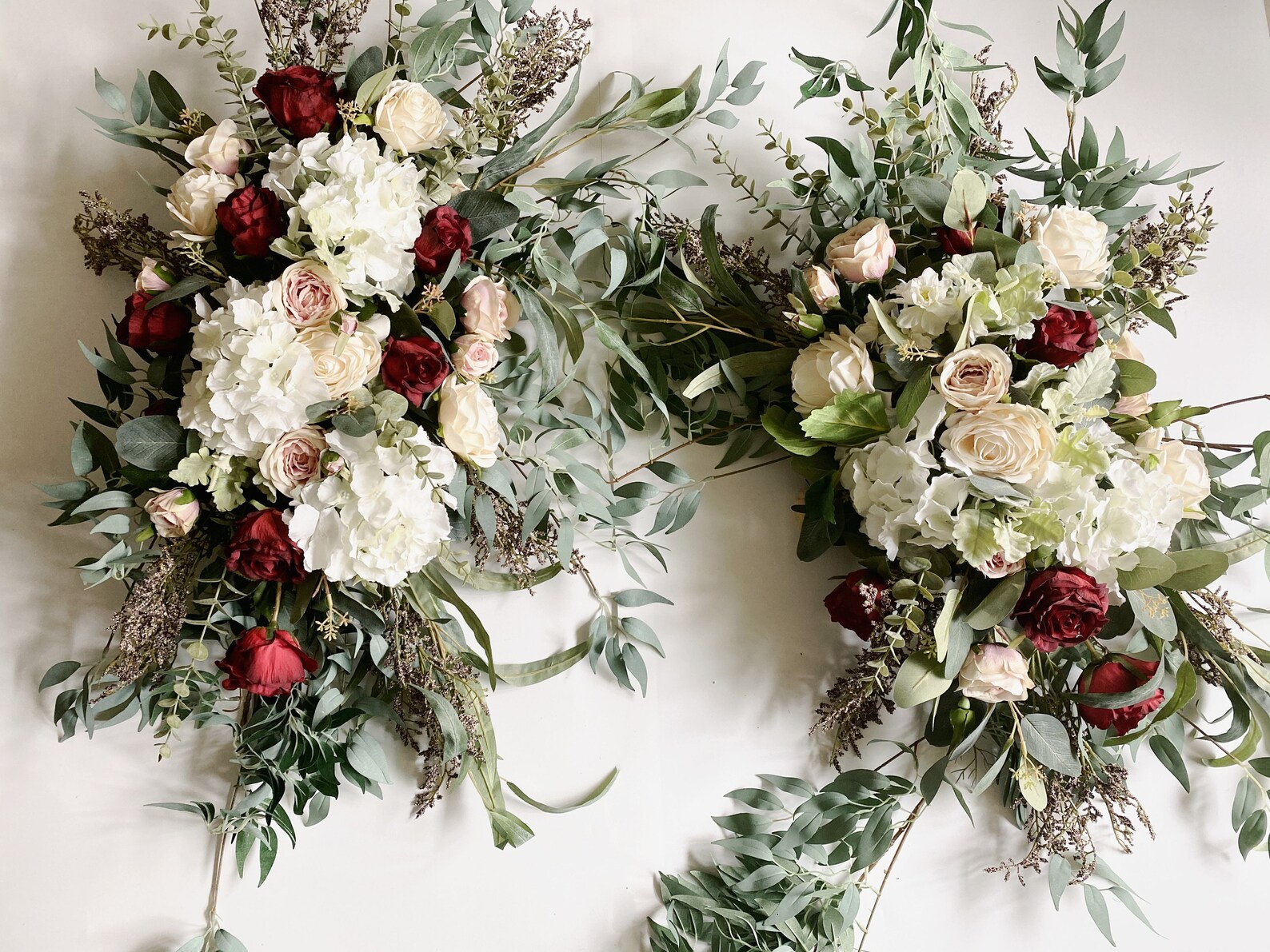 Dark Red & White Hanging Flowers 2 in 1 Set Wedding Arch Etsy