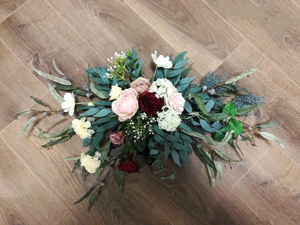 Rust Red & Mauve Rose With Eucalyptus Swag for Front Door/wedding Arch ...