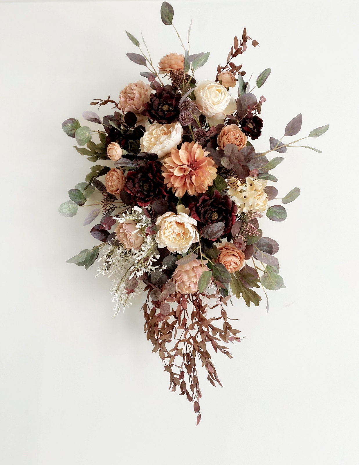 French mode peach dried flower swag スワッグ Burgundy, Peach, Champagne, Dusty Pink Arch Flowers, Silk Flower