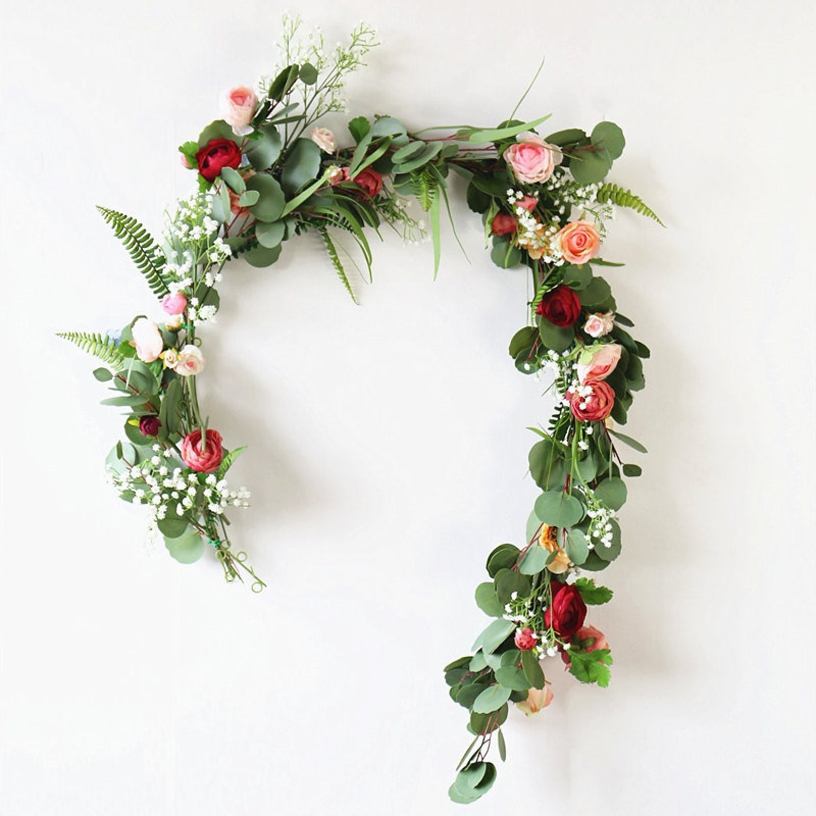 Rose & Eucalyptus Leaf Garland Wedding Arch Garland Decor | Etsy