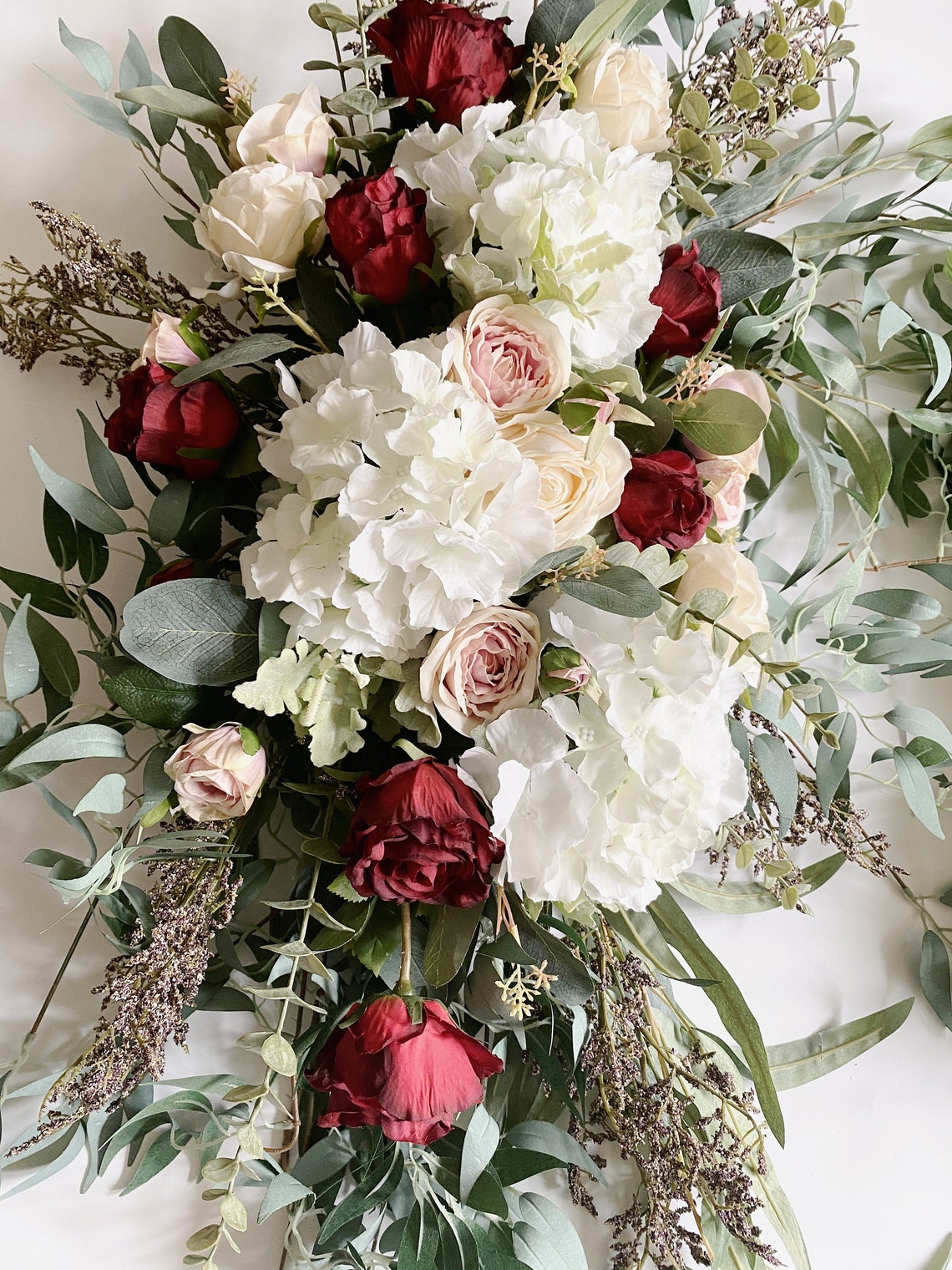 Dark Red & White Hanging Flowers 2 in 1 Set Wedding Arch Etsy