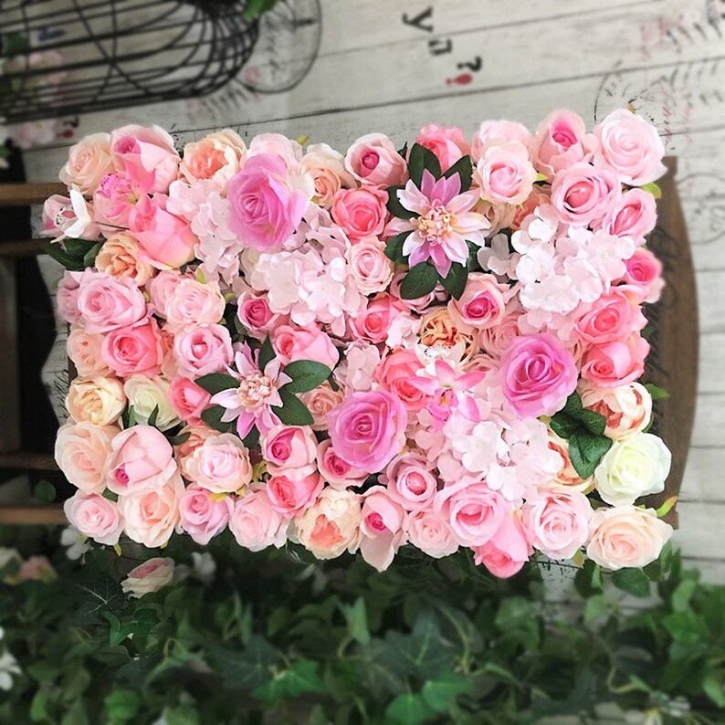 Artificial Pink Flowers Wall PanelLarge Flower Etsy