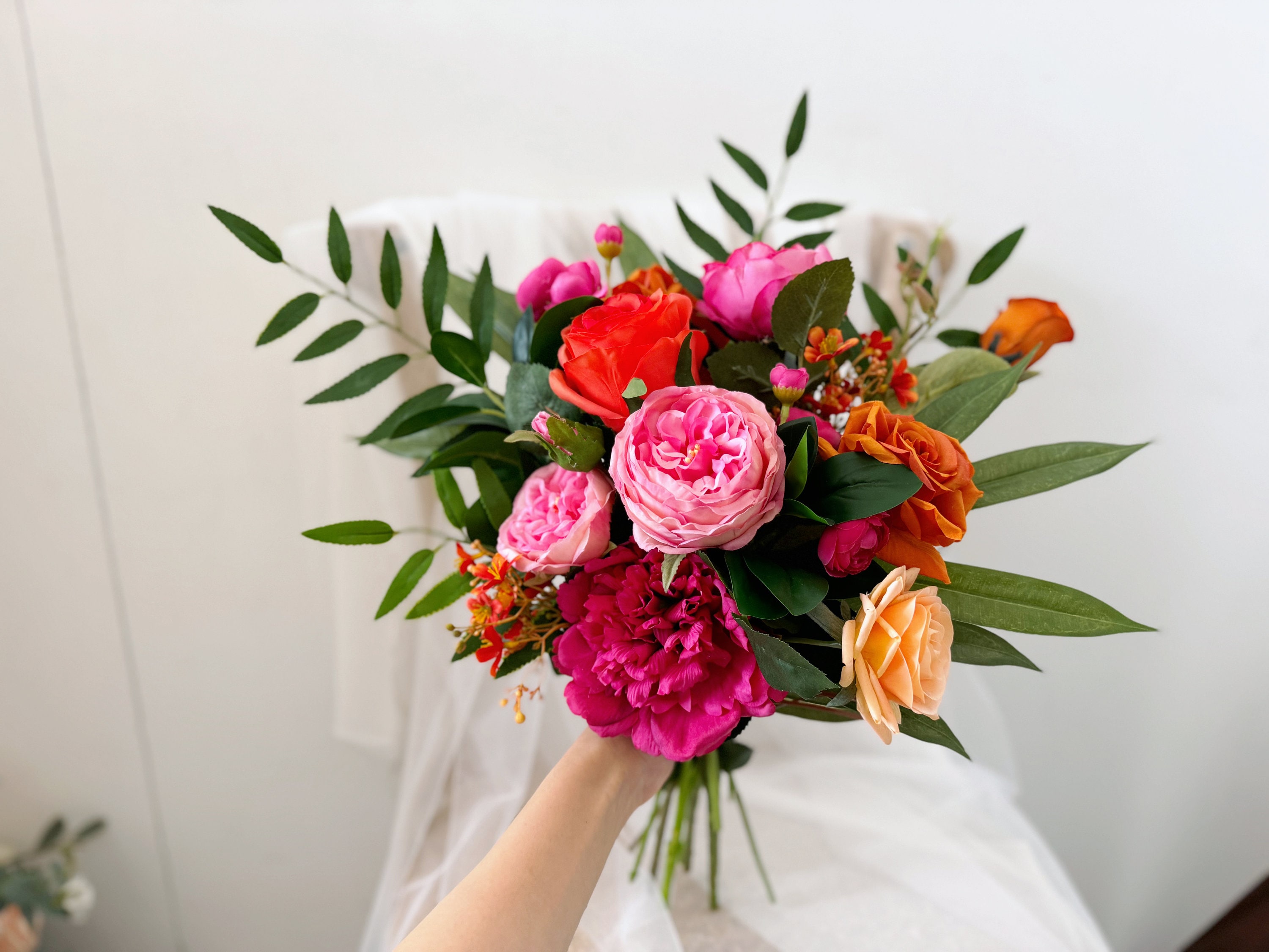 Pink \u0026 Orange Wedding Flowers, Pink and Fuschia Bouquets, Bright Color  Bouquets, Hot Pink Flowers, Rose Peony Bouquet, Tropical Rose Bouquet - Etsy, image size:3000x2251