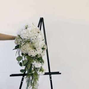 Romantic White hydrangea Wedding Cascading Bouquet, White Draping Bouquet, Wedding Cascade Bouquet, Hydrangea Silk Flower Bridal Bouquet image 1