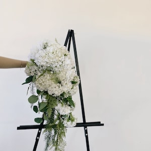 Romantic White hydrangea Wedding Cascading Bouquet, White Draping Bouquet, Wedding Cascade Bouquet, Hydrangea Silk Flower Bridal Bouquet image 1