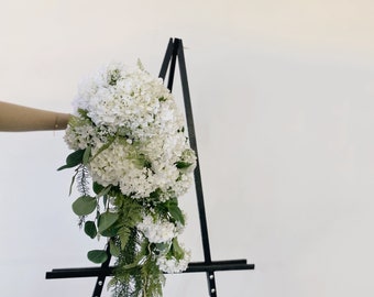 Romantic White hydrangea Wedding Cascading Bouquet, White Draping Bouquet, Wedding Cascade Bouquet, Hydrangea Silk Flower Bridal Bouquet