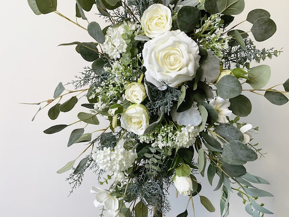 Blumen Hochzeit Hochzeit Bogen, Künstliche Hängende für Dekor Rose in Altar Blumen Weiße & Bogen, 2 Blumen, Hortensien Seide 1 Dekoration, Set