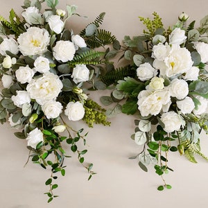 Ivory White Rose & Peony Hanging Flowers 2 in1 set, Wedding Arch Silk Flower Decor, Artificial Flowers Archway, Wedding Altar/Arbor Flowers