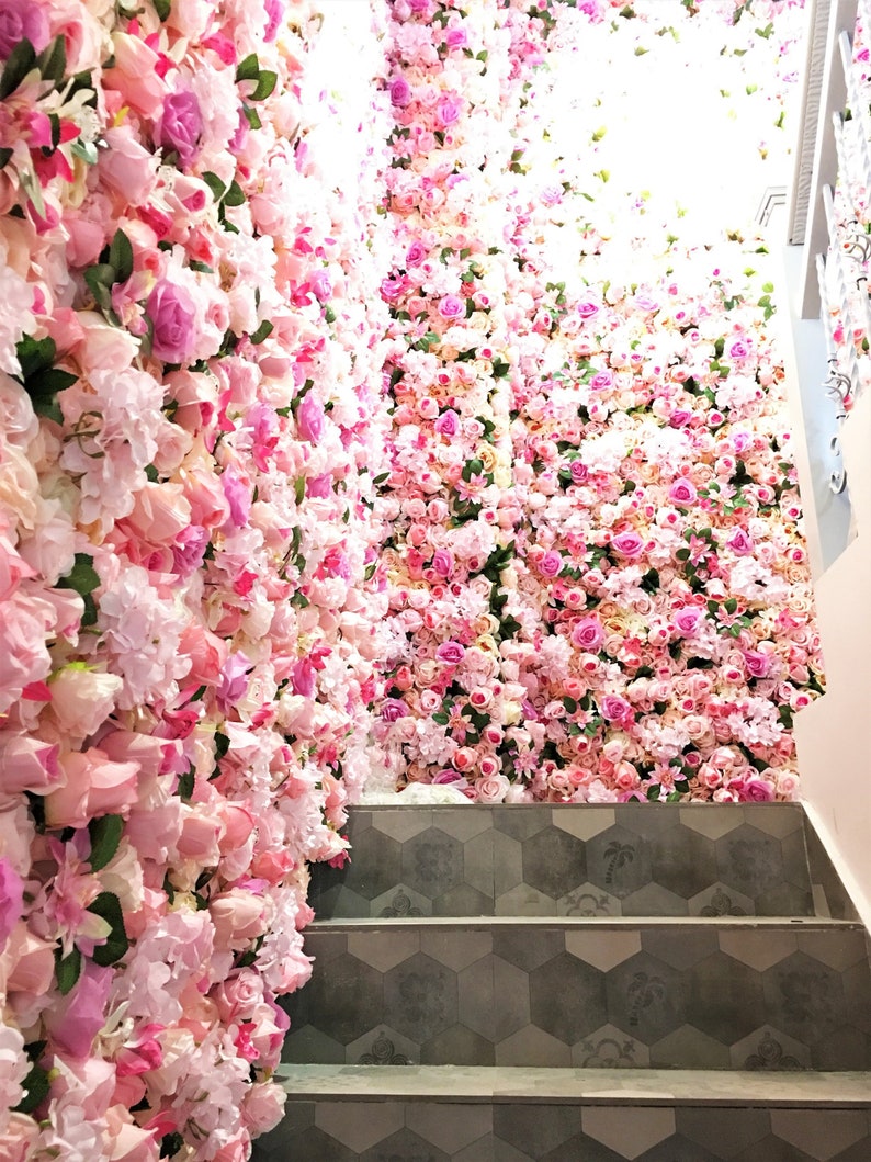 Artificial Pink Flowers Wall PanelLarge Flower Etsy