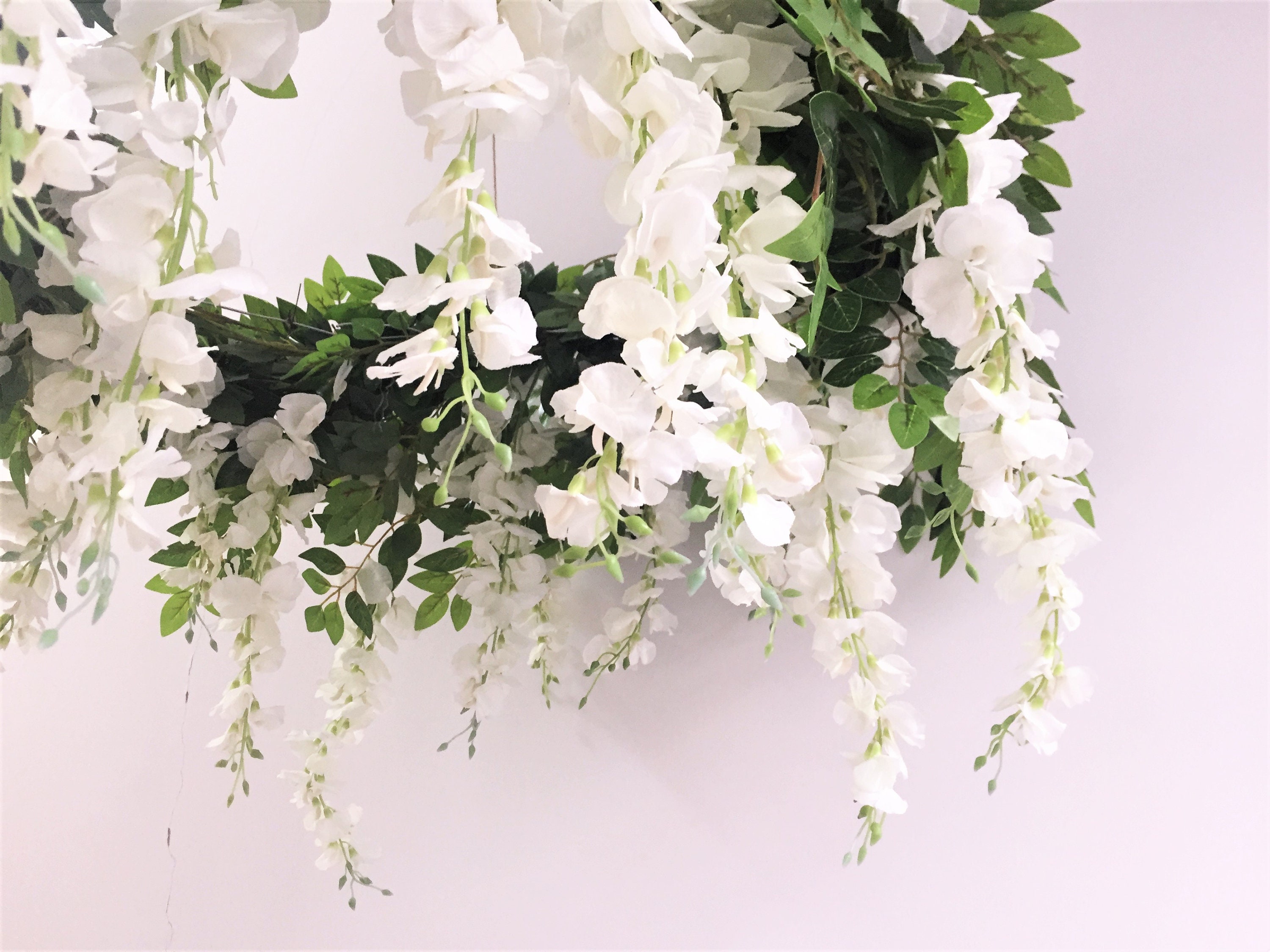 White Wisteria Flower Chandelier Artificial Wisteria Ceiling Etsy UK