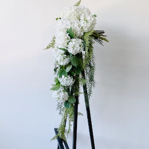 Romantic White hydrangea Wedding Cascading Bouquet, White Draping Bouquet, Wedding Cascade Bouquet, Hydrangea Silk Flower Bridal Bouquet image 10