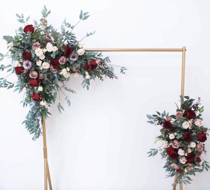 2 In 1 Set Large Burgundy Rose Eucalyptus Swag For Wedding Etsy