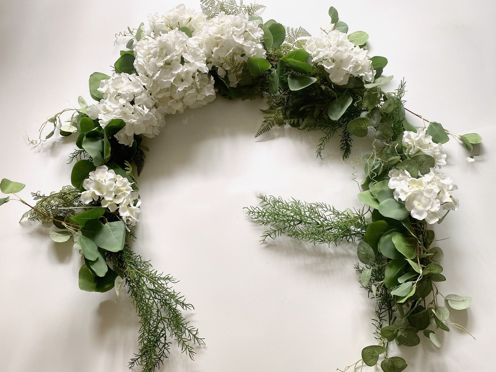 White Hydrangea Silk Flower Garland Hanging Decoration Creamy Etsy