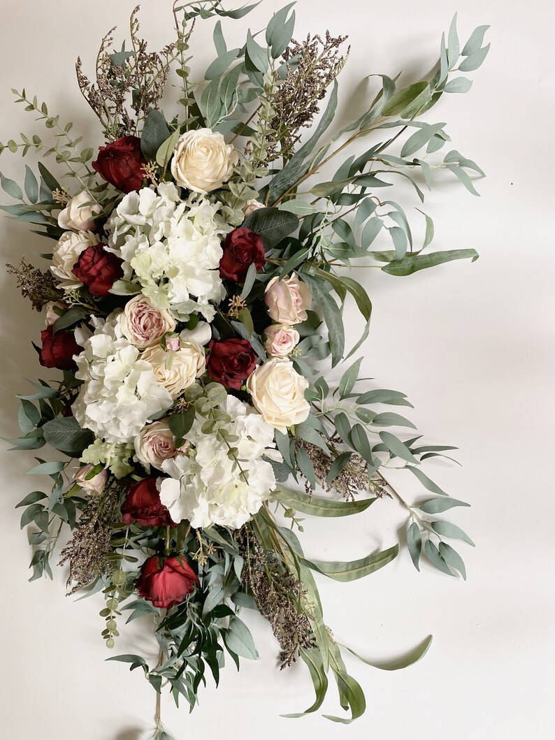 Dark Red & White Hanging Flowers 2 in 1 Set Wedding Arch Etsy