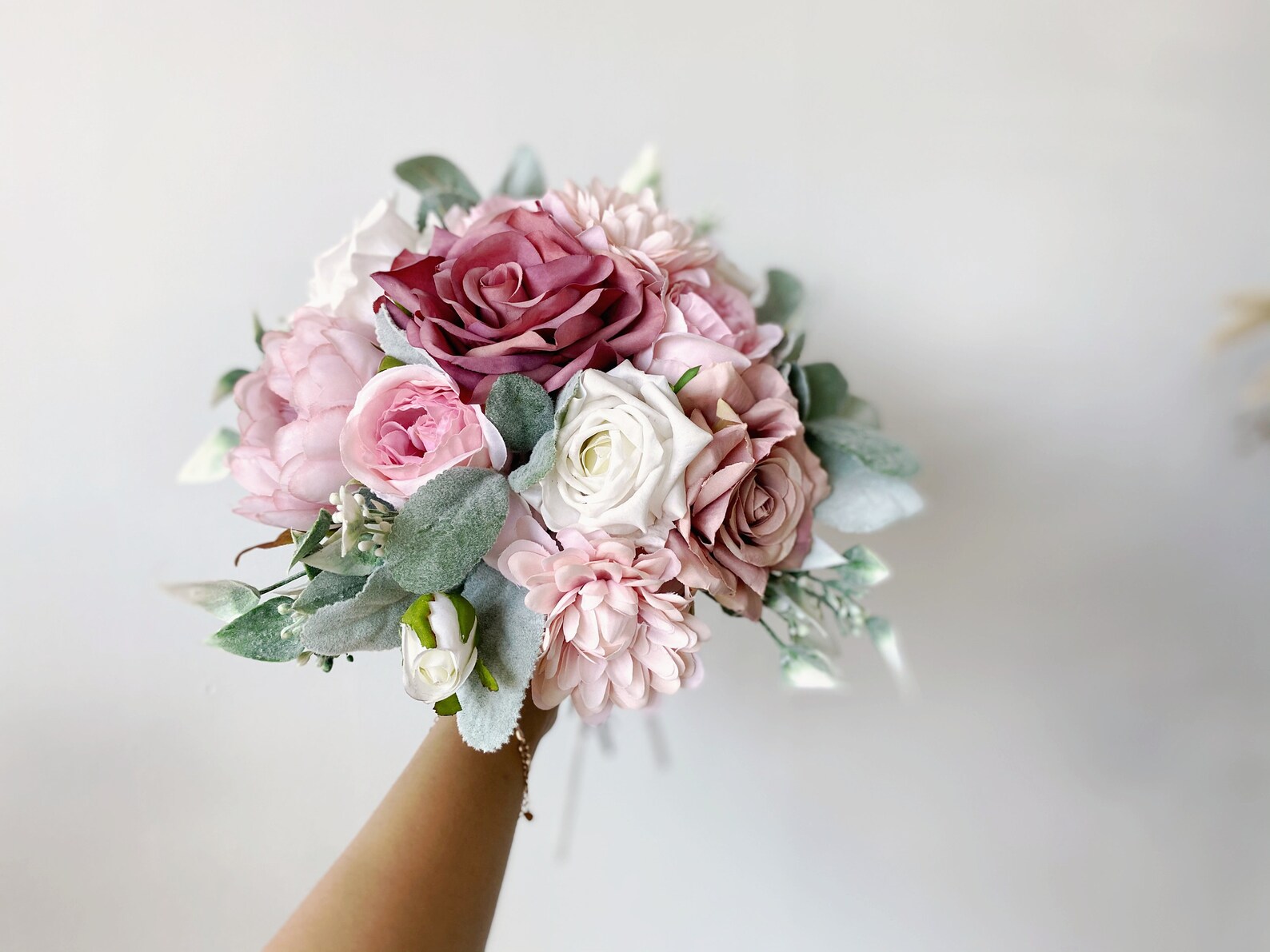 Dusty Rose Bouquet Dusty Pink White Sage Green Wedding Etsy