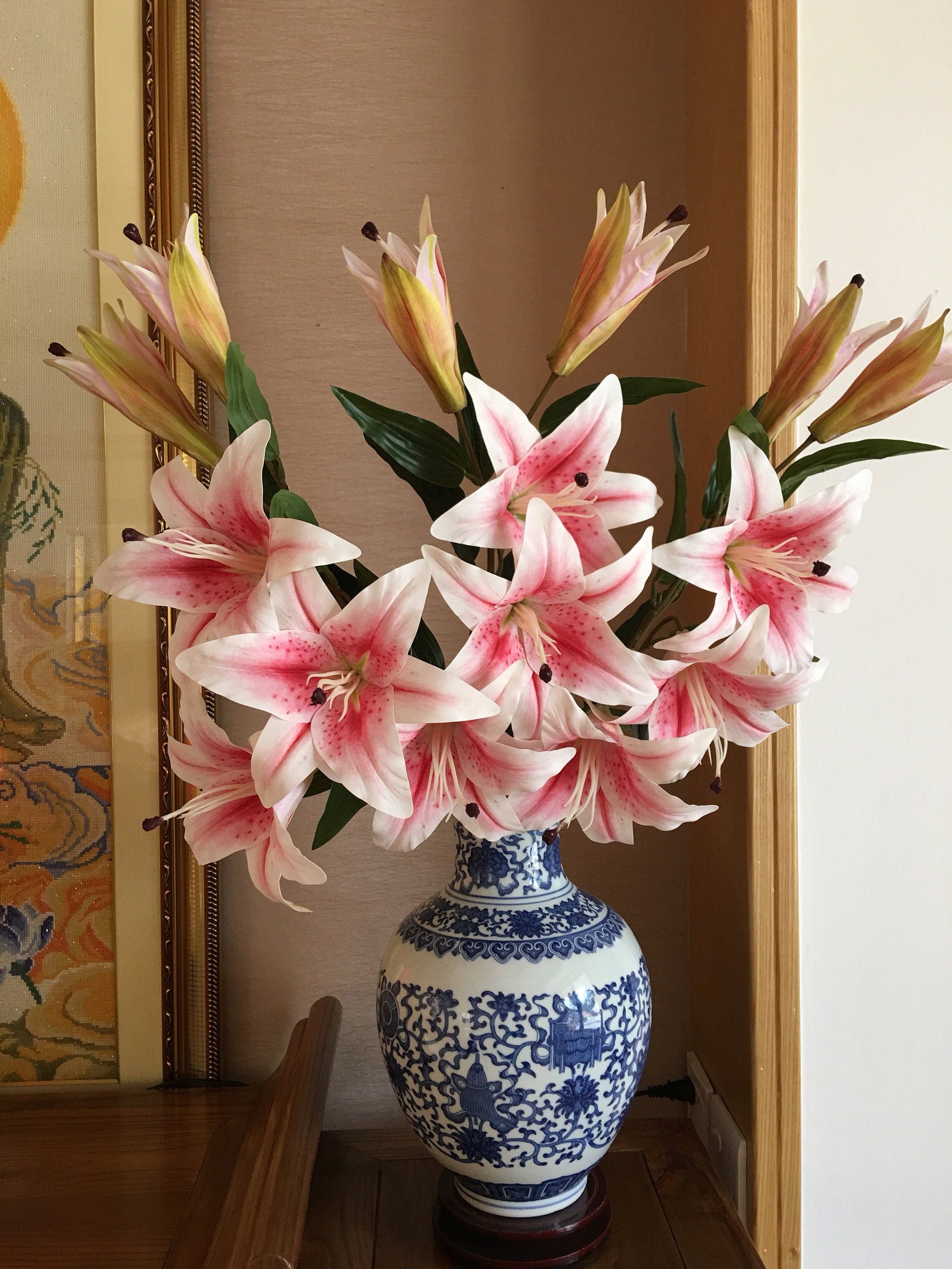 Artificial Lilies Fake Real Touch Lily Long Stem Stargazer Etsy