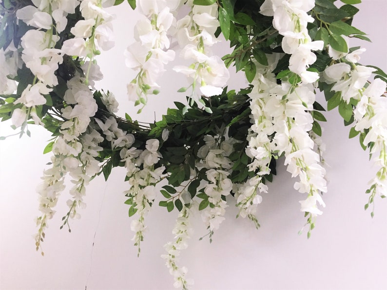 White Wisteria Flower Chandelier Artificial Wisteria Ceiling Etsy