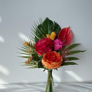 Semplice bouquet da sposa tropicale, bouquet di Anthurium, bouquet tropicale artificiale, piccolo bouquet tropicale, bouquet di fiori esotici