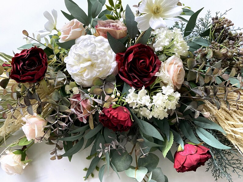 Rose & Pampa Grass Floral Swag Fall Wedding Decoration Fall Etsy