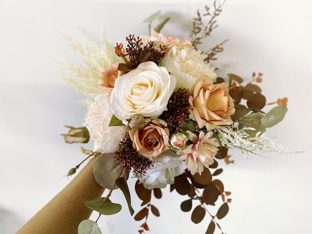 Terra Cotta N Blush N Creamy Wedding Bouquet, Neutral Wedding Flower ...