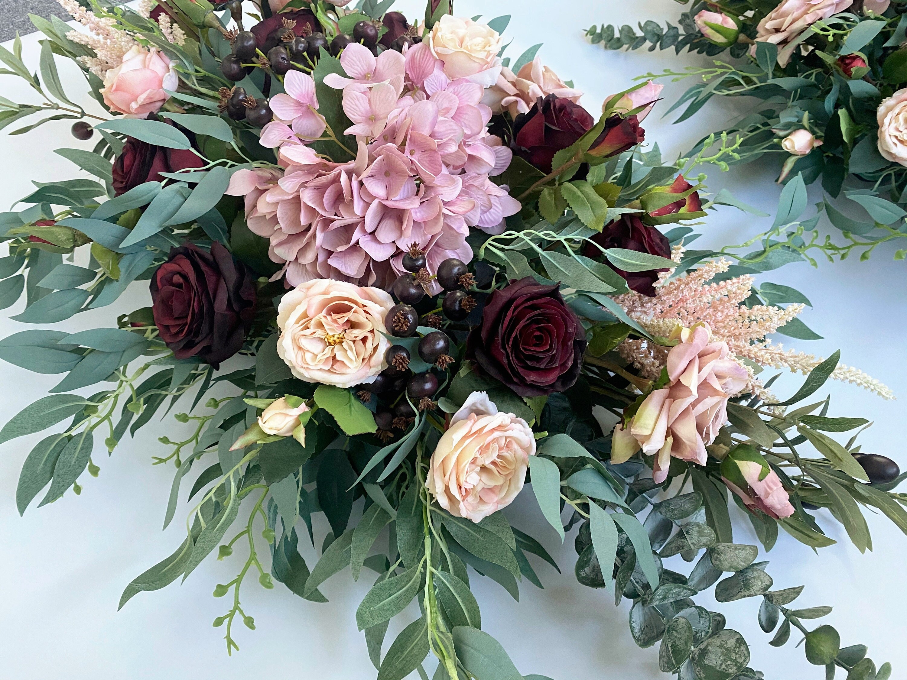 Burgundy & Dusty Pink Wedding Arch Flower Arrangement Wedding Etsy