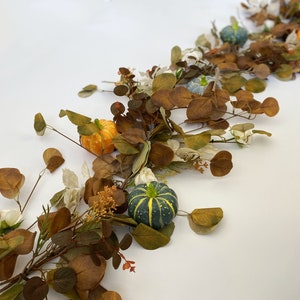 Fall Leaf & Pumpkin Garland, Rustic Fall Decor, Fall Porch/Front Door Decor, Autumn Leaf Garland, Faux Pumpkin Decor, Fall Mantel Garland image 4