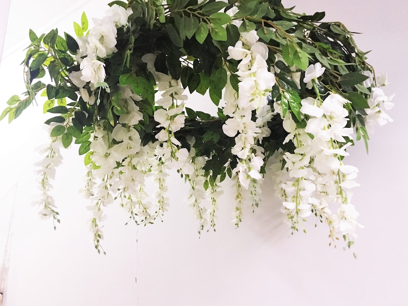 White Wisteria Flower Chandelier Artificial Wisteria Ceiling Etsy
