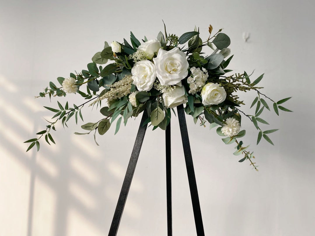 10 Steli Di Eucalipto Artificiali Weldomcor Con Fiori Bianchi: Piante Finte Per Decorazioni Matrimonio E Casa, 30 Cm - 3