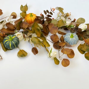 Fall Leaf & Pumpkin Garland, Rustic Fall Decor, Fall Porch/Front Door Decor, Autumn Leaf Garland, Faux Pumpkin Decor, Fall Mantel Garland image 2