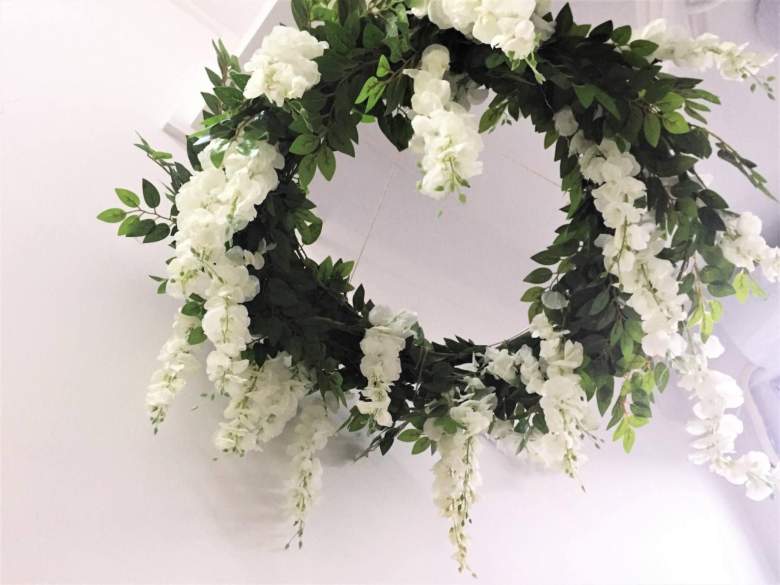 White Wisteria Flower Chandelier Artificial Wisteria Ceiling Etsy Canada