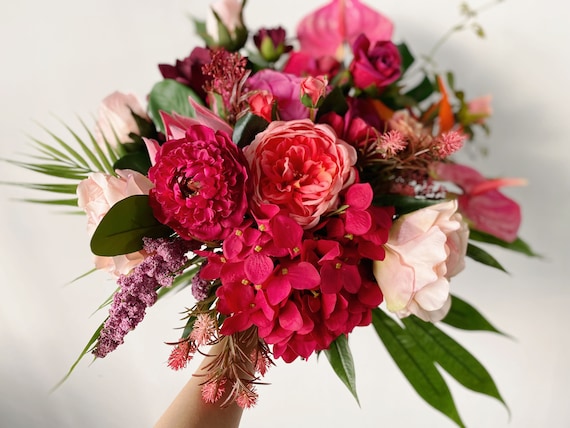 Fuschia & Hot Pink Tropical Wedding Flower, Bright Pink Bridal and