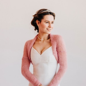 Mohair Bolero Jacke Braut Shrug Bolero Wolljacke Damen Hochzeit Wickel Bolero Brautcape Bild 1