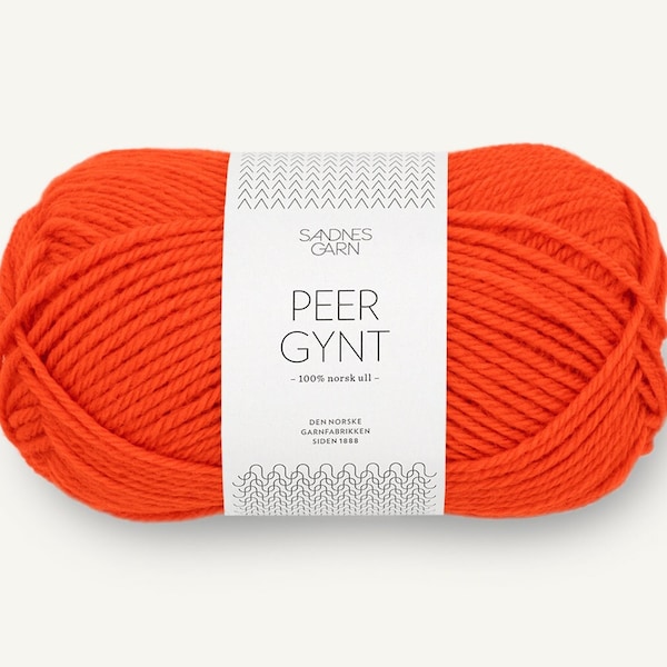 Wool Yarn PEER GYNT Sandnes Garn Pure Wool Norwegian Yarn 50 g / 91 m DK Yarn