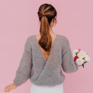 Mohair Sweater Women Open Back Sweater Wedding Sweater Mohair Jacket Bridal Sweater
