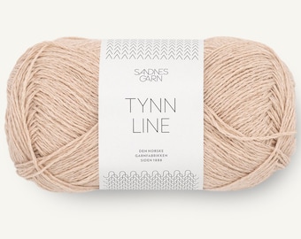 Hilo de algodón TYNN LINE Sandnes Garn Hilo de lino Hilo de viscosa 50 g/220 m Hilo de algodón y lino Hilo de verano
