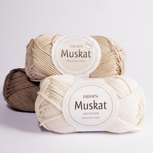 Filato di cotone DROPS Muskat Filato di cotone mercerizzato Filato naturale Filato Amigurumi Filato DK Filato per uncinetto Filato estivo