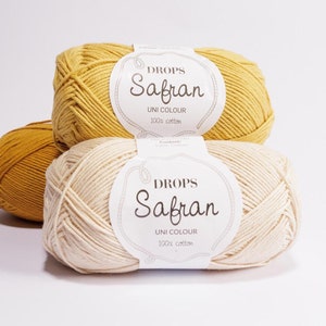 Fils de coton DROPS Safran, cordon en macramé, fil amigurumi, fil de coton, fil naturel, fil pour bébé, fil artistique