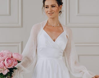 Wedding Topper Dress Bridal Cape White Bolero Bridal Jacket Mohair Shrug Bolero Wedding Wrap White Cover up