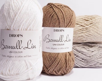 Cotton Yarn DROPS Bomull-Lin Linen Yarn Natural Fiber Yarn Summer Yarn Linen Cotton Yarn