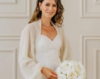 Alpaca Bolero Wedding Cardigan Bridal Bolero Jacket Alpaca Sweater Wedding Jacket White Bolero Wedding Cover up White Bridal Jacket