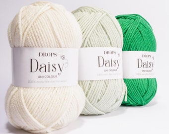 Hilo de lana merino DROPS Daisy, hilo de lana merino extrafino, hilo DK, hilo para tejer.
