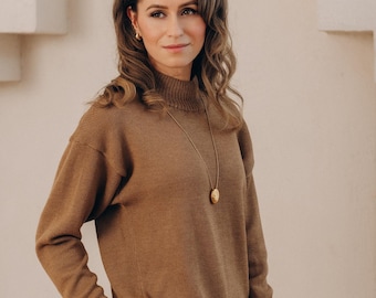 Alpaca Sweater Women 100% Alpaca Wool Pullover Beige Sweater Alpaca Pullover Oversized Sweater Alpaca Jumper