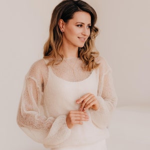 Wedding Sweater Mohair Pullover Wedding Top Mohair Sweater Bridal Pullover Knitted Sweater Wedding Cover up