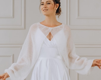 Bridal Bolero Jacket White Capelet Wedding Wrap Bolero White Topper Jacket Mohair Bolero Shrug Bridal Topper Cape Wedding Cover up