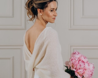 Bridal Shawl Wrap Alpaca Shawl Wedding Stole Alpaca Wool Scarf Bridal Cover up White Shawl Wrap Bridal Shrug Bolero Wedding Shawl