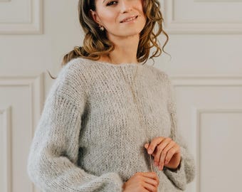 Alpaca Sweater Gray Pullover Oversized Sweater Alpaca Pullover Fluffy Sweater Alpaca Wool Jumper Gray Sweater Alpaca Wool Pullover