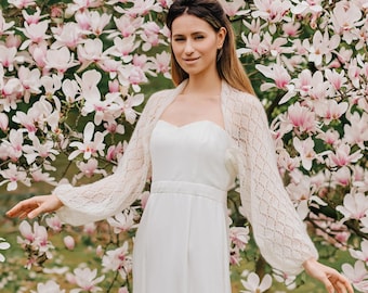 White Bolero Shrug Bridal Jacket Mohair Silk Shrug Lace Bolero