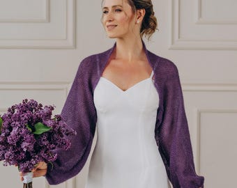 Wedding Wrap Bolero Purple Jacket Mohair Shrug Bolero Bridal Jacket Purple Bolero Women Wedding Cover up Mohair Bolero Wrap