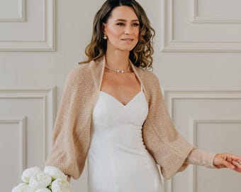Alpaca Bolero Wedding Cardigan Bridal Bolero Jacket Alpaca Sweater Wedding Jacket Openwork Sweater Wedding Cover up